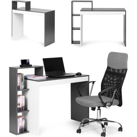 Weier und grauer buro computertisch tisch bucherregal mit 4 regalen 88581