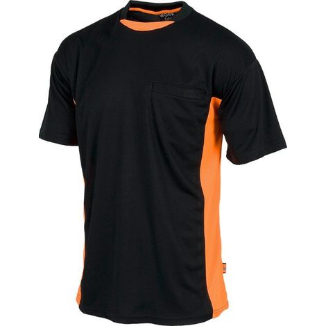 Camiseta combinada de cuello redondo bicolor WORKTEAM Future WF1616 XL Negro+Naranja A.V.