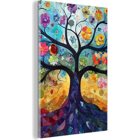 TABLEAU EN PLEXIGLAS Art - Arbre de vie - Fleurs - Hippie Tableau Moderne 60x90 (1/5)