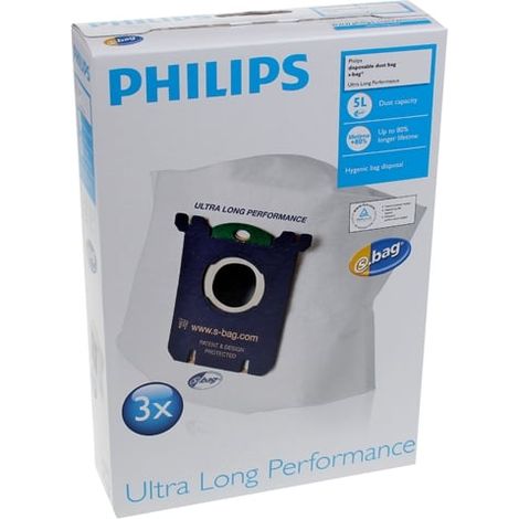 Philips - mobilo staubsauger tasche orig sydney/classic s-bag extra lange perfomance 3 stück - fc802701 - 8710103558712