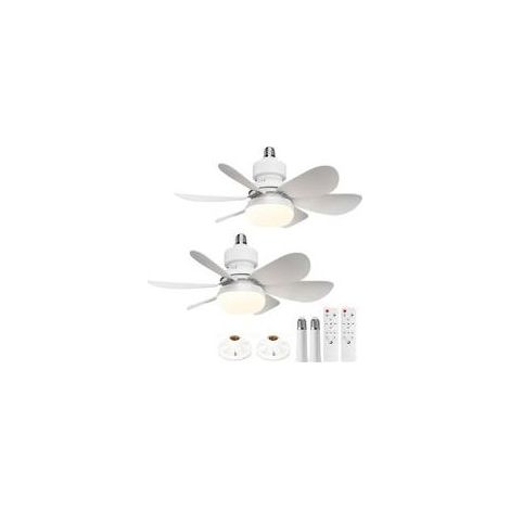 Set aus 2 Deckenventilatoren mit Licht (40W E27), 6 Flügel, 3 Geschwindigkeitsstufen, leise, geeignet für Wohnzimmer und Schlafzimmer. (1/5)