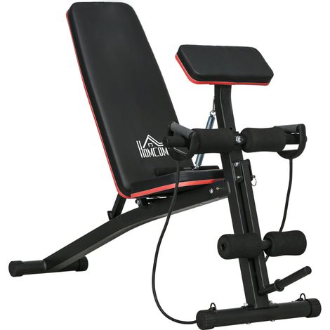 Banco de musculación plegable e inclinable para casa 160 x 54 x 106 cm asiento acolchado diseño contemporáneo en acero negro 210006763 (1/5)