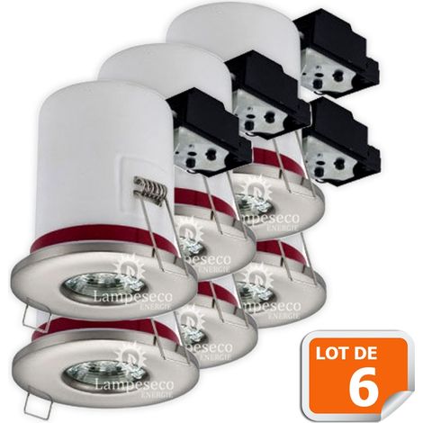 Lampesecoenergie – Lot de 6 supports de spot étanches IP65 en inox 87mm – Douille GU10 automatique – Fixation rapide par ressorts – Conforme RT2012 (1/5)