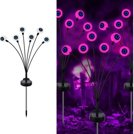 Guirlande lumineuse LED, lampe solaire extérieure à 6 têtes en forme d'œil, lumière violette, décoration d'Halloween (1/5)