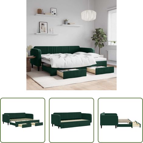 vidaXL Lit gigogne - Lit de jour avec gigogne et tiroirs sans matelas 90x200 cm (1/5)