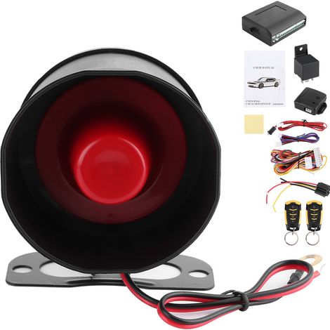 Kit de verrouillage centralisé universel avec sirène, indicateur LED et télécommande pour système d'alarme voiture (1/5)