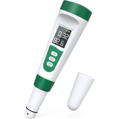 Testeur de sel et pH-mètre pour piscines d'eau salée, testeur d'eau numérique 5 en 1 pour la salinité, la température, la conductivité électrique (EC) et le TDS, idéal pour les piscines, les spas et l (1/4)