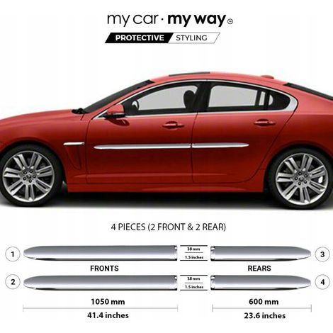 Molduras protectoras cromadas para las puertas del Jaguar XF I X250 Sedán (1/3)