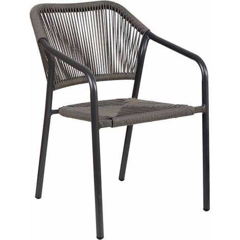 Silla de ratan sintético gris 56x60x80 (1/5)