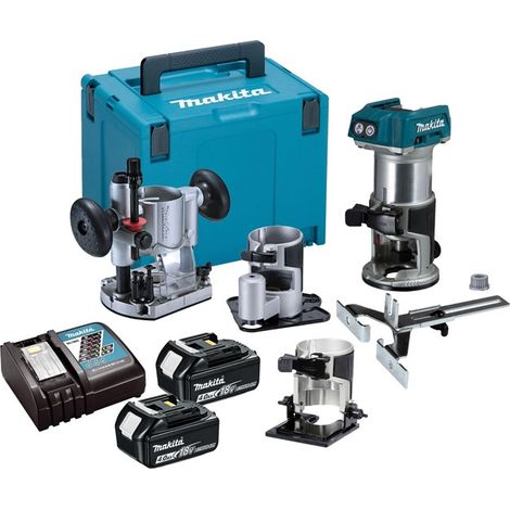Makita DRT50RMJX3 18v Cordless Brushless Laminate Router Trimmer + Plunge Base + (1/4)