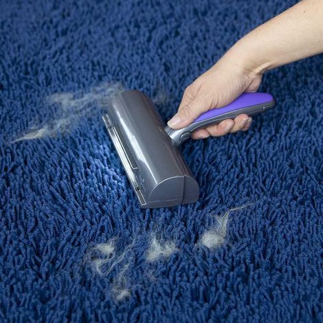 Brosse violette et grise pour poils d'animaux (canapé, vêtements, voiture) - Brosse Fur Daddy Sweeper - Ramasse-poils pour chats et chiens (1/4)