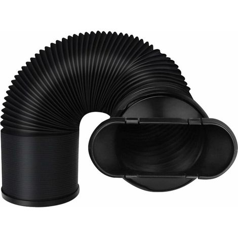 Tuyau Evacuation Climatiseur Mobile Noir Allongé Avec Bouche Plate Connecteur Tuyau, Tuyau D'évacuation Flexible PVC Tuyau Kit Climatiseur Mobile - 15CM Diamètre 22CM-150CM Longue (1/4)
