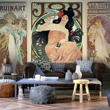 Papier Peint "Alphonse Mucha Women's" 140 x 200 cm (1/2)