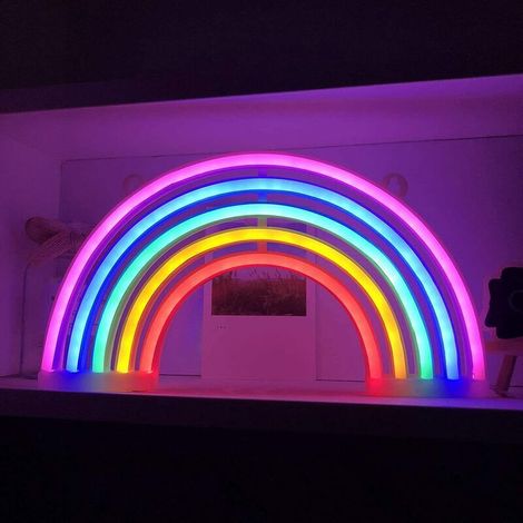Lampe Arc En Ciel LED Neon Rainbow Lampe Arc En Ciel Veilleuse Néon Multicolore Lumière Néon Led Lights Décoration Murale Noël Fête Cadeau pour Enfants(Rainbow) (1/5)
