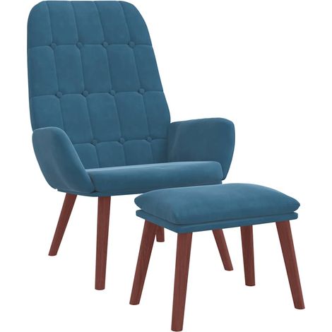 Relaxsessel mit Hocker Blau Samt vidaXL (1/5)
