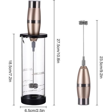 Elektrischer Milchaufschäumer – Multifunktionaler Mini-Handmixer mit Messbecher und Batteriebetrieb – Ideal für Matcha, Latte, Cappuccino und heiße Schokolade – Schwarz