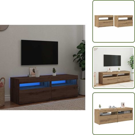 Meubles TV avec lumières LED 2 pcs chêne artisanal - Meuble TV - Meubles TV - Support TV - Meuble Hifi (1/5)