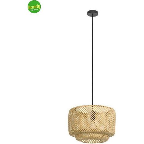 Lampadario A Sospensione Vintage Hettonle Acciaio Nero Legno 1 Luce E27 (1/4)