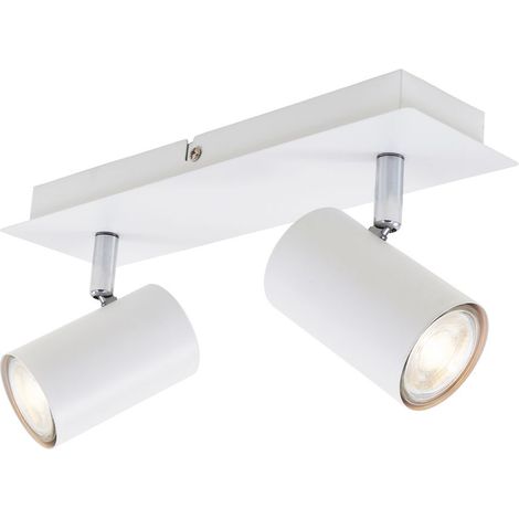 Deckenlampe schwenkbar, GU10 Fassung, max. 40 Watt, Deckenstrahler 2-flammig, Wohnzimmerlampe, Schlafzimmerlampe, Küchenlampe, 29x8x12,3 cm, Weiß
