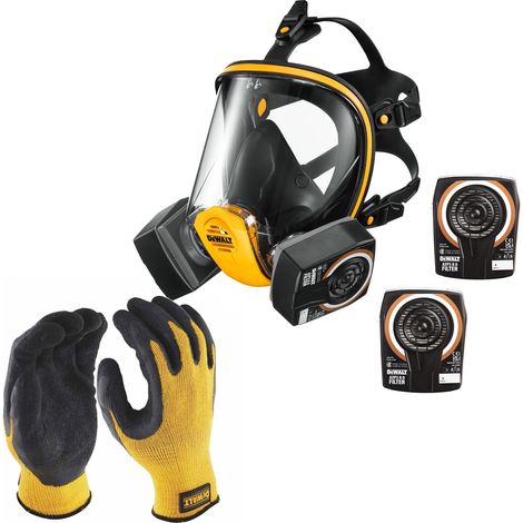 Dewalt Medium A2P3 Full Face Dust Mask Respirator + Extra Filters + Gloves (1/5)