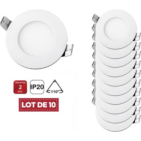 Lot de 10 spots encastrables led downlight extra plats 5W blanc neutre 4000K – Diamètre 83mm – IP20 pour intérieur – Digilamp (1/5)