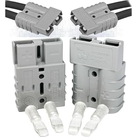 Set di connettori Anderson Power Products SB50, 50 A, alloggiamento grigio, con cavi da 10 e 12 AWG, 6319 (1 coppia) (1/5)