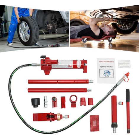 Vérin hydraulique fendu, vérin hydraulique 4T, jeu de vérins, conception ergonomique, cric de voiture avec tuyau, pour ateliers privés, ateliers de réparation automobile et ateliers, rouge (1/5)