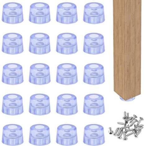 Pieds en Caoutchouc à Visser - Lot de 20 Transparent, Patin avec Vis pour Meubles, Chaises et Jambes (1/4)