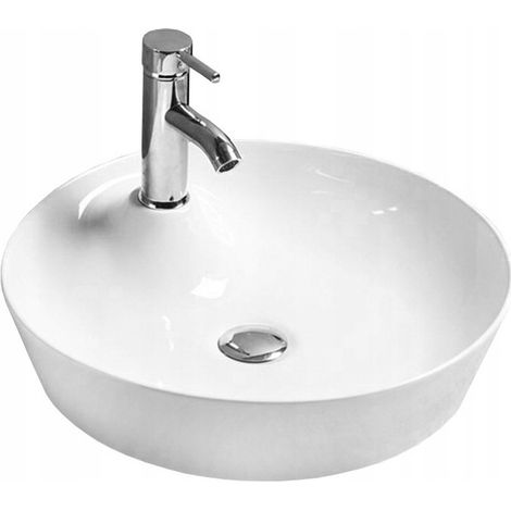 Lavabo cerámico sobre encimera, 43x43x13 cm, Blanco