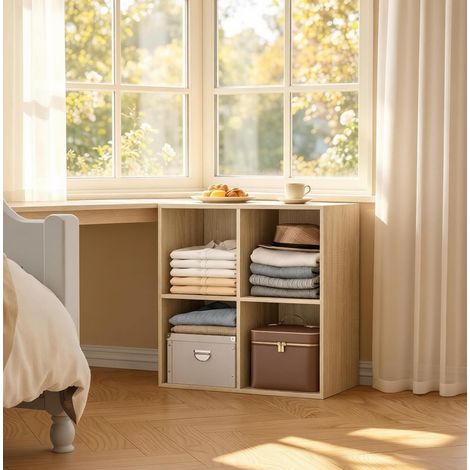 Libreria cubo compatta a 4 scomparti 59,6 x 59,8 x 29 cm effetto rovere OKWISH (1/5)