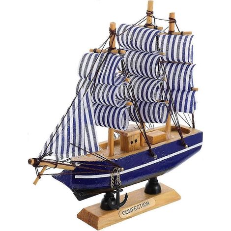 Maquette de voilier en bois, miniature de bureau, objet de décoration nautique vintage (rose) (1/5)