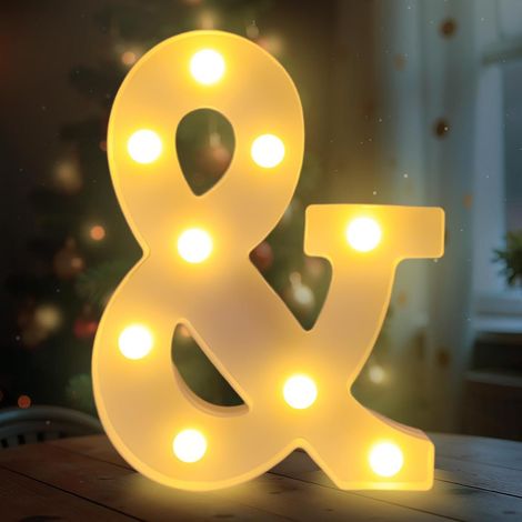 1 Lettre LED, 22 cm, Plastique ABS, Lumière Blanche Chaude, Décoration Mariage Fête (1/5)