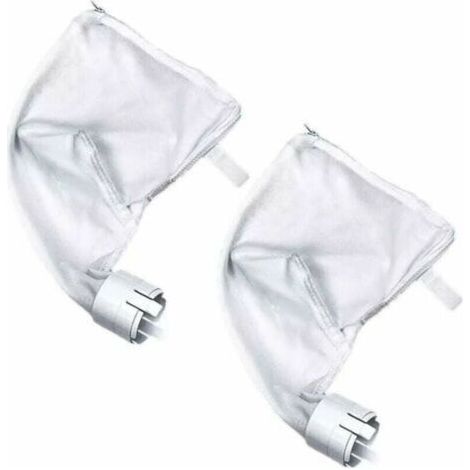 Pair Lot de 2 sacs filtrants pour piscine Polaris 360 & 380 avec fermeture éclair et fermeture Velcro (blanc)