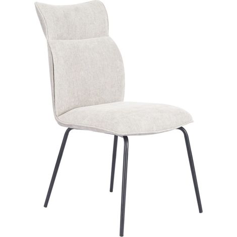 Home Heavenly® Pack 2 sillas comedor ROMA, tapizadas con respaldo en símil napa y patas negras, 65x46x95 cm. Color: Beige (1/5)