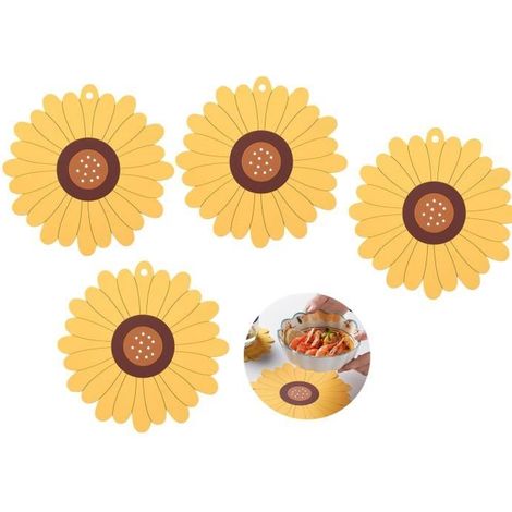 Sets de Table - Napperon Antidérapant - Forme de Fleur de Soleil - Lavable - 19.5x19.5cm (1/4)