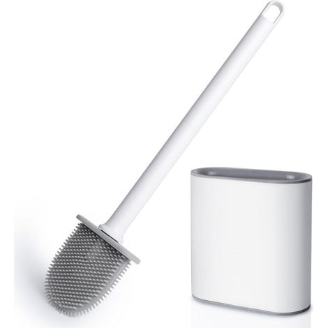 Toilet Brush, Silicone Toilet Brush for Deep Cleaning with Non-Slip Plastic Handle, Wall-Mounted Toilet Brush with Ventilated Base for Bathroom Toilet (1/5)