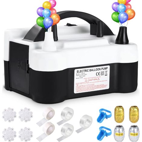 Elektrische Ballonpumpe, 600 W, mit automatischem und halbautomatischem Modus, tragbare Doppeldüsen-Ballonpumpe für Partys, Hochzeiten, Geburtstage und Festdekorationen (1/5)