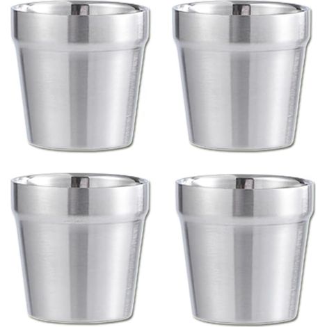 Set mit 4 Edelstahlbechern (300 ml), isoliert und stapelbar, ideal für Outdoor-Aktivitäten und Camping