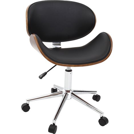 Design-Bürostuhl Schwarz und Holz WALNUT