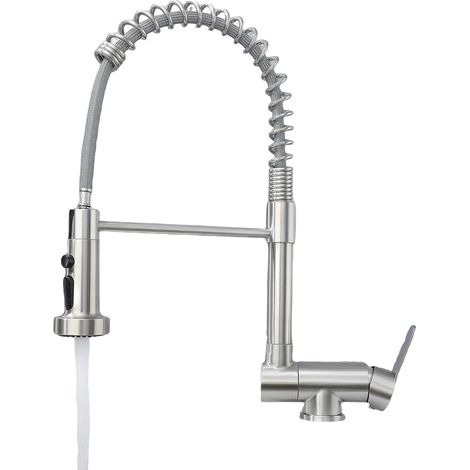 Robinet Cuisine Rabattable Douchette, Mitigeur Cuisine Rabattable Flexible Cuisine,Inox 304 Brossé Pivotant 360°, Robinet De Cuisine Rabattable (1/5)