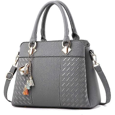 Lässige Damenhandtasche aus hochwertigem PU-Leder (grau)
