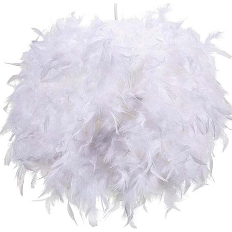 30cm White Feather Lampshade, Pendant Light, Table Lamp Lampshade, Floor Lamp Lampshade, Soft Feather Lampshade for Living Room (1/4)