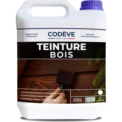 Teinture Bois - 5 L - Codeve Bois - Chêne foncé - Pour Teinter Tous Vos Bois Résineux, Feuillu, Européen Ou Exotique.