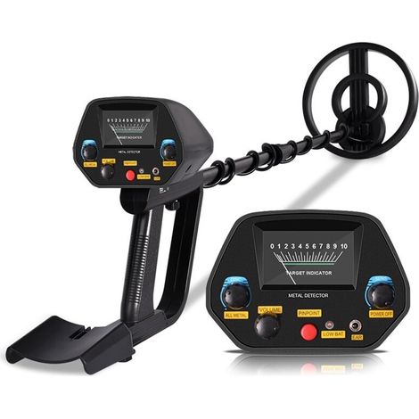 Metalldetektor, hochempfindlicher unterirdischer Metalldetektor MD-4080, mit wasserdichter 7,8-Zoll-Suchspule, Metallortungsfunktion und leichtem Scheibenmodus (schwarz)