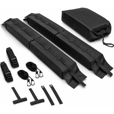 Kit de Barres de Toit Souples avec Sangles, Porte-Bagages Pliable pour Kayak, Surf, Canoë, Snowboard et Paddle