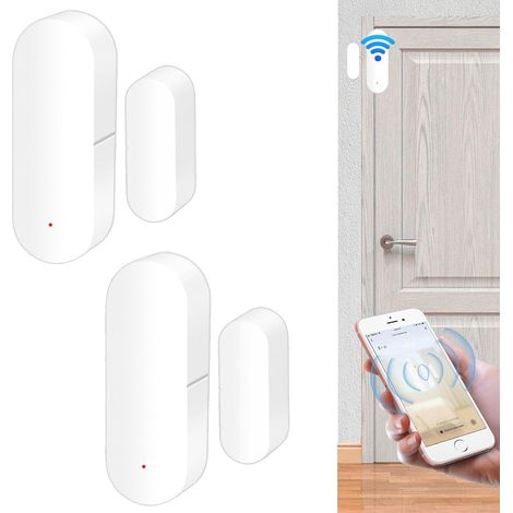 Capteur Porte Fenetre Wifi - Lot de 2 - Blanc - Alarme Contact Sans Fil Tuya - Sécurité Maison
