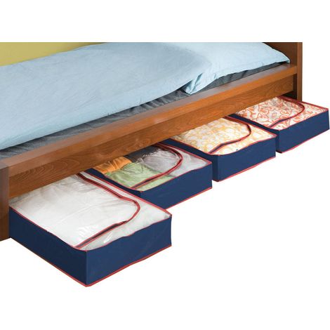 WENKO, Unterbettkommode für Bettwäsche, Kleidung, Decken - 4 Stück im Set