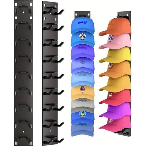 Porta tappi da parete in 2 pezzi con fissaggio adesivo/a vite, due metodi di montaggio, materiale plastico, capacità 18 tappi (nero) (1/4)