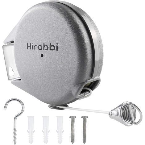 Corde à linge rétractable à fixation murale, extensible pour intérieur et extérieur, jardin, terrasse, buanderie ou buanderie (15 m gris) (1/5)