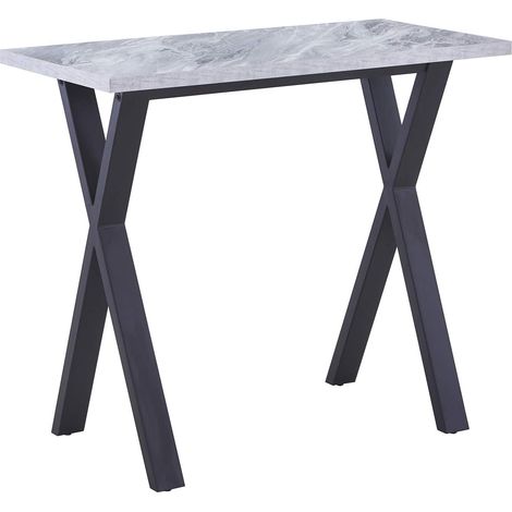 AINPECCA Bar Table Breakfast Counter Table with Metal Legs Industrial Style Coffee Kitchen (White marble effect top, White) (1/5)